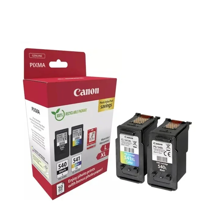 Мастило Canon PG-540L / CL-541XL комплект, CMYK, за Canon PIXMA + 50 листа гланцирана фотохартия GP-501 10x15 см