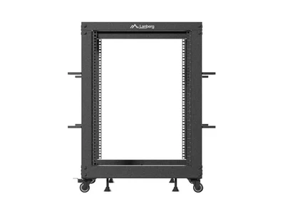 Lanberg open rack 19" 15U 600x600-1100 adjustable, black
