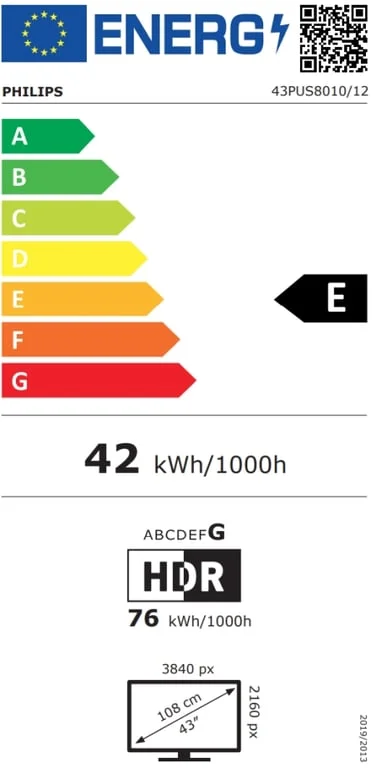 Philips 43PUS8010/12, 43" 4K UHD LED, 3840x2160p, 60Hz, DVB-T/T2/T2-HD/C/S/S2, 60Hz, Ambilight 3, Pixel Precise UHD, HDR+, Titan OS, Dolby Atmos & DTS:X, 3*HDMI, 2*USB, VRR, 802.11ac, BT 5.2, 20W RMS, Black