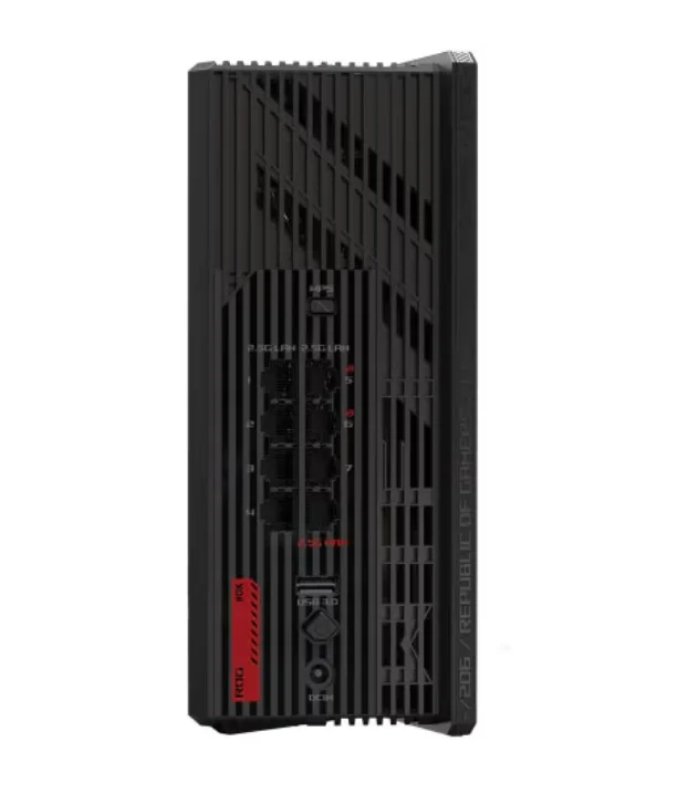 Рутер ASUS ROG Strix GS-BE18000 Tri-Band WiFi 7, 320MHz, 4096-QAM, 2.6GHz Quad-Core CPU, 256MB/2GB Flash/RAM, 8x 2.5G порта, AiProtection Pro, VPN Fusion, AiMesh