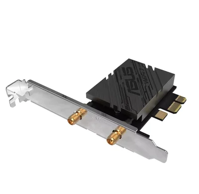 Asus PCI-E Adapter, PCE-BE92BT, BE9400, Tri-Band, Bluetooth 5.4, magnetized base, WPA3, OFDMA, MLO, only compatible with lntel motherboards, Black