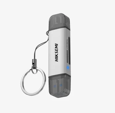 Четец за карти HIKSEMI USB 3.0 и Type-C за SD и TF карти, сив