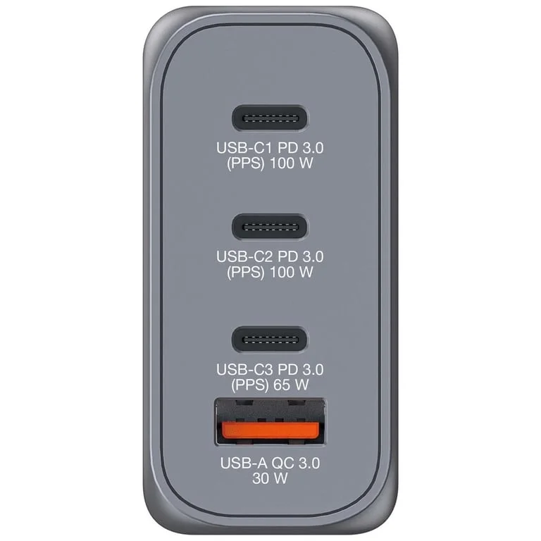 Verbatim GNC-100 GaN Charger 4 Port 100W USB A/C (EU/UK/US)