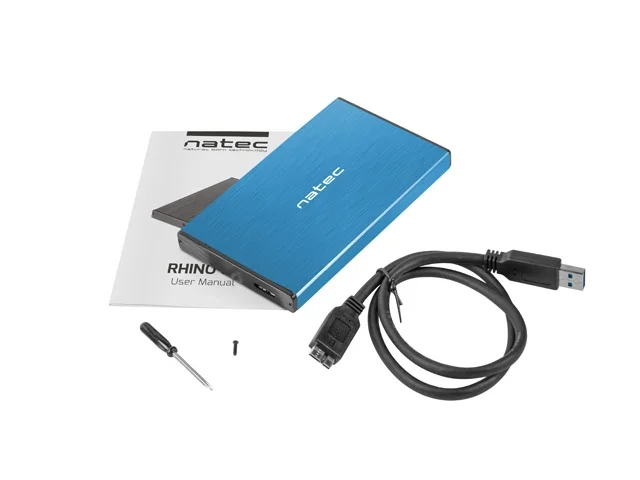 Natec External HDD/SSD Enclosure Rhino Go SATA 2.5" USB 3.0 Blue
