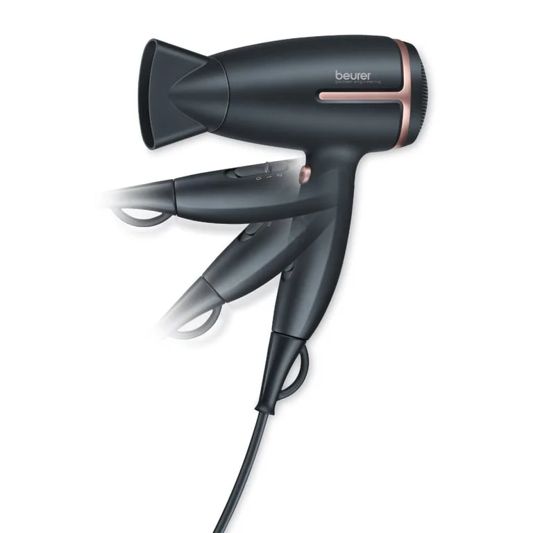 Beurer HC 25 Hair dryer, 1 600 W, ion function, folding handle, 2 heat settings, 2 blower settings, cold air, noozle, overheating protection