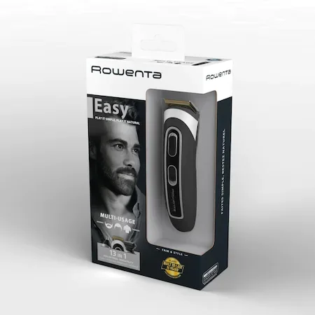 Rowenta TN9140F4, Multistyler Trim & Style Easy, hair + beard + body + ear & nose, cordless, wet & dry, minimum cutting length 0.5mm, hair blade 42mm, 6 fix hair combs, hair cutting lengths 3, 6, 9, 12, mm, beard blade 32mm, 3 fix beard combs, 3 day bear