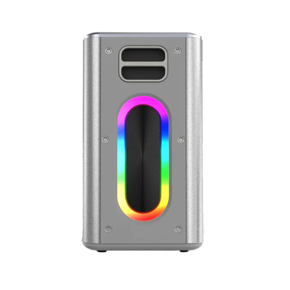 HiFuture MusicBox Silver, 3-Way Speaker System, 100W Output, Built-in DynaBoost Bass Technology, Built-in DC12V Non-Stop Playing Power Socket, Enable Karaoke Dancing Light, Up to 8 Hours Playtime, Bluetooth 5.3, Pair to Play (TWS Mode)