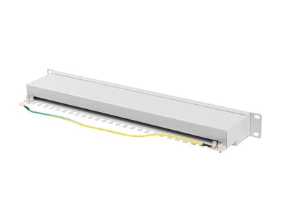 Lanberg patch panel 24 port 1U 19" CAT.6a ftp with cable organizer shielded grey