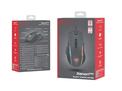 Геймърска мишка Genesis Xenon 220, 6400 dpi, оптична, RGB подсветка, 7 бутона, черна