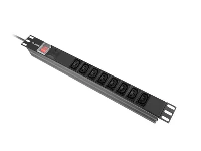 Разклонител Lanberg 19" 1U 16A 2m 8x IEC C13 C20, черен