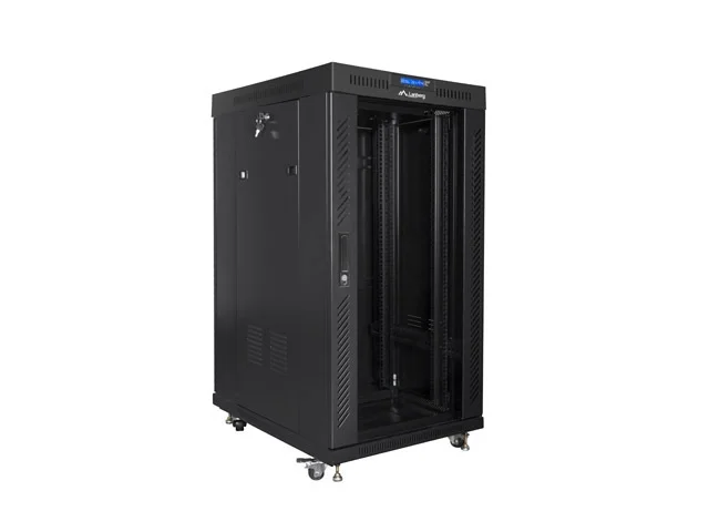 Lanberg rack cabinet 19" free-standing 22U/800x800 (flat pack) with glass door lcd black v2