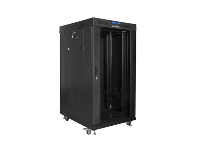 Lanberg rack cabinet 19" free-standing 22U/800x800 (flat pack) with glass door lcd black v2