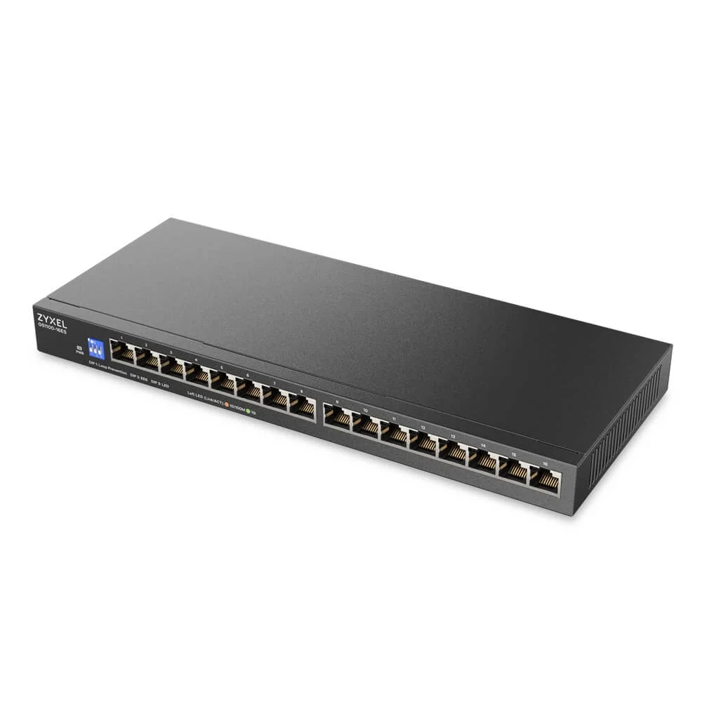ZyXEL GS1100-16ES  Slimline 16 port Gigabit - DIP selector Unmanaged Switch