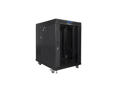 Lanberg rack cabinet 19" free-standing 15U/600x800 (flat pack) with glass door lcd black v2