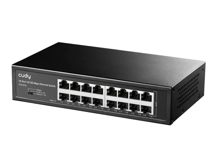 Cudy FS1016 16-Port 10/100 Mbps Metal Switch, 16 10/100 Mbps RJ45 Ports, Rack-mountable Steel Case