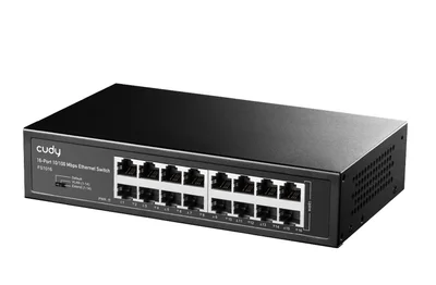 Cudy FS1016 16-Port 10/100 Mbps Metal Switch, 16 10/100 Mbps RJ45 Ports, Rack-mountable Steel Case