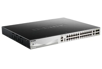 D-Link 24x10/100/1000Base-T PoE ports (370W budget) Layer 3 Stackable Managed Gigabit Switch with 2x10GBASE-T ports and 4xSFP+ ports