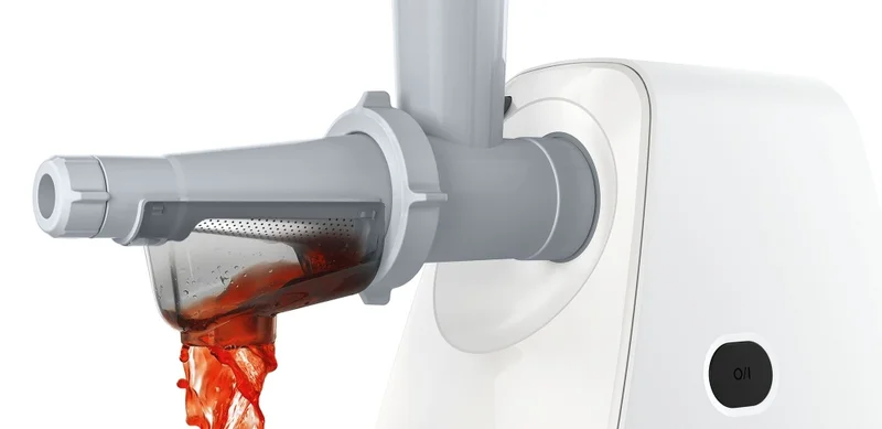 Bosch MFW2517W, Meat mincer, SmartPower Meat mincer from SmartPower range: 1500W, 1,7 kg/min, 2 sieves, 1 sausage horn, fruit press attachment, shredder with 3 barrels, no reverse, white