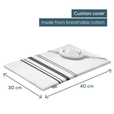 Beurer HK 26 Heat Pad; 3 Illuminated temperature settings; Auto switch-off after 90 min;Cotton cover washable on 40°; BSS;40(L)x30(W) cm; white-grey