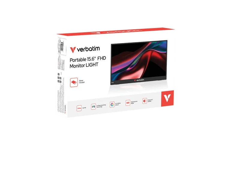 Монитор Verbatim LIGHT 15.6" Full HD IPS, преносим, черен