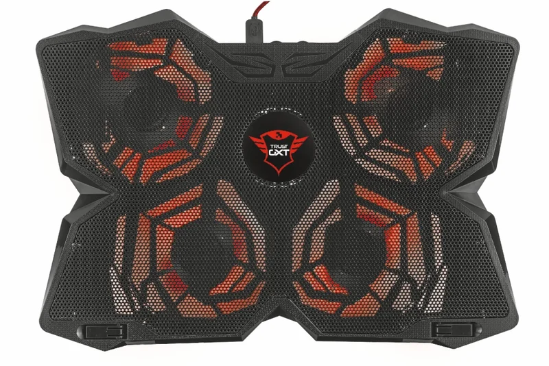 Охлаждаща стойка за лаптоп TRUST GXT 278, 12"-17.3", 4 вентилатора, LED осветление, черен