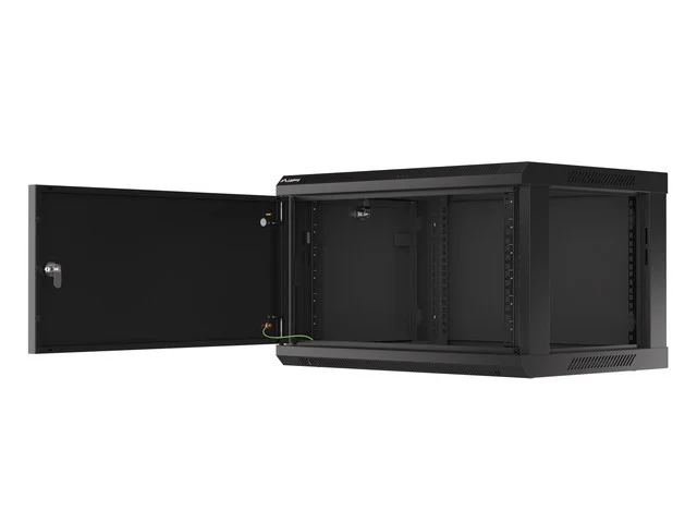 Lanberg rack cabinet 19" wall-mount 6U/600x450 for self-assembly with metal door black (flat pack)