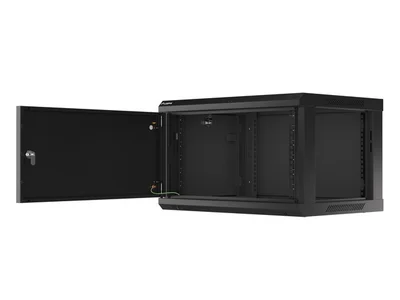Lanberg rack cabinet 19" wall-mount 6U/600x450 for self-assembly with metal door black (flat pack)