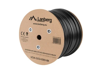 LAN кабел Lanberg CAT.6 UTP 305m меден, външен, Black