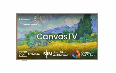 Hisense CanvasTV, 55",QLED 4K Ultra HD 3840x2160, 144hz, 4000:1, 400 nits, 16:9,VIDAA Smart OS,DTS Virtual X,HDR,HDR 10+,Dolby vision IQ, 4 xHDMI,DVB-T2/T/C/S2/S, Black