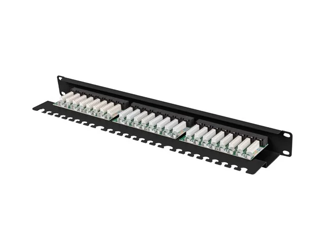 Lanberg patch panel 24 port 1U 19" CAT.6a utp with cable organizer black