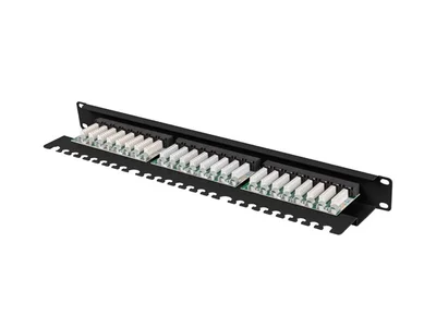 Lanberg patch panel 24 port 1U 19" CAT.6a utp with cable organizer black