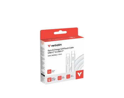 Verbatim Sync & Charge SoftTouch USB-C to C cable 60W 120 cm - White