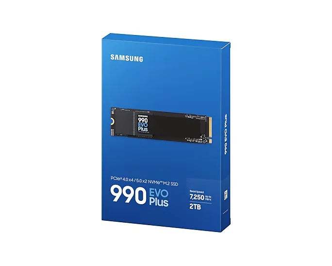Samsung SSD 990 EVO Plus 2TB PCIe 4.0 NVMe 2.0 M.2 V-NAND 3-bit MLC, 256-bit Encryption, Read 7150 MB/s Write 6300 MB/s