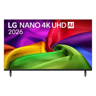 LG 43NU800B3LC 43" 4K HDR UHD, 3840x2160, DVB-T2/C/S2, AI Alpha 7, HDR 10, webOS 26, ThinQ AI, VRR, ALLM, HGiG, WiFi, Clear Voice, 4K Super Upscaling, Bluetooth 5.3, Hdmi e-ARC , CI, LAN, AirPlay2, AI Sound Pro, Google Cast, 2 Pole stand, Black