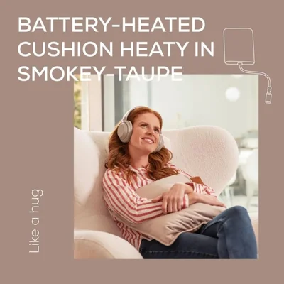 Електрическа възглавница Beurer HK 77 Heaty Smokey-taupe, безжична, 3 температурни настройки, бързо загряване, 45x45 см