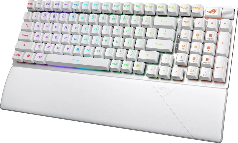 Геймърска клавиатура ASUS ROG Strix Scope II 96 Wireless, Tri-Mode, механични превключватели ROG NX Snow, PBT капачки, RGB, бяла