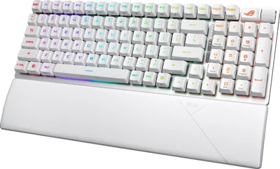 Геймърска клавиатура ASUS ROG Strix Scope II 96 Wireless, Tri-Mode, механични превключватели ROG NX Snow, PBT капачки, RGB, бяла