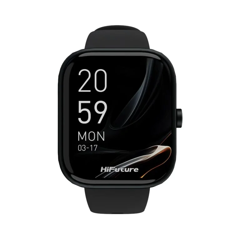 HiFuture Lume Black, 1.85 " IPS, Powered by Dual Core, Aerospace-Grade Ultra Light Aluminum Frame, Bluetooth Call, 3D User Interface, 1ATM Waterproof, 24/7 True Heart Rate & Blood Oxygen Sensor, 100+ Sports Mode, Up to 7 days daily use