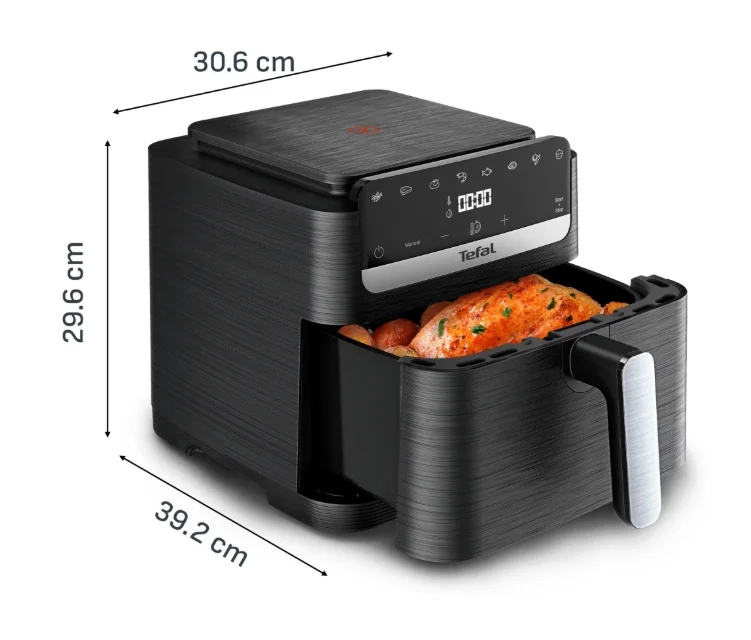 Фритюрник с горещ въздух Tefal Easy Fry Mega Compact EY8618E0 7.5L, 2020W, LED дисплей, Черен