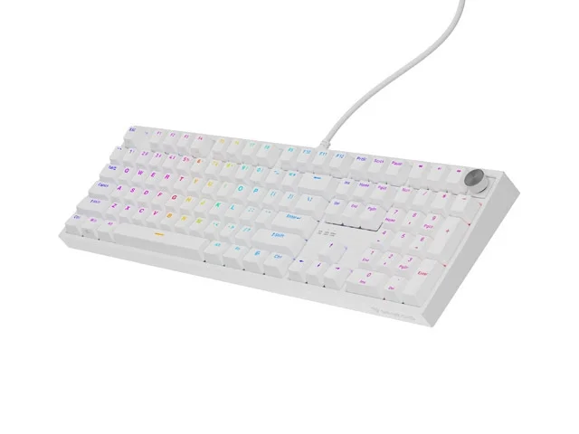 Геймърска механична клавиатура Genesis Thor 404 White RGB Backlight Gateron Peach Silent, US Layout