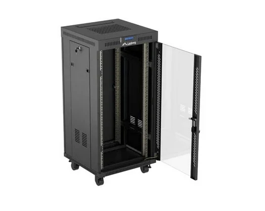 Lanberg Rack Cabinet 19" Free-Standing 24U/600X600 (FlAT Pack) With Glass Door LCD Black V2