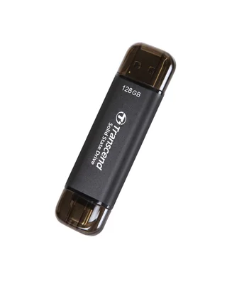 Външен SSD Transcend ESD310C 128GB USB 10Gbps Type-C/Type-A Черен