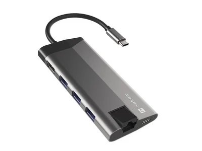 Докинг станция NATEC Fowler Plus Multiport 8-в-1, USB 3.0 хъб, HDMI 4K, USB-C PD, RJ45, SD, Micro SD
