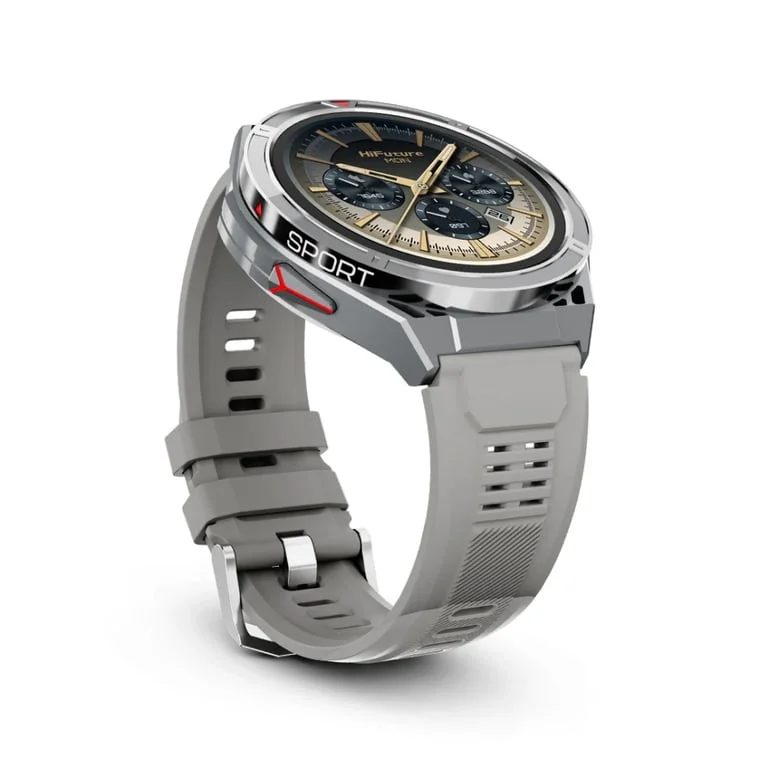 HiFuture Active Silver, *1.43"  AMOLED, Dual Band GPS +Compass + Altimeter 466*466, Powered by Dual Core & Syntra AI, Bluetooth Call, 5ATM Waterproof, 24/7 True Heart Rate & Blood Oxygen Sensor, Up to 10 days daily use