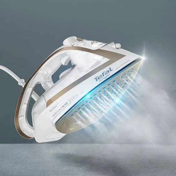 Ютия Tefal Puregliss FV8042E0 2900W, 270 g/min парен удар, Durilium AirGlide Autoclean, бяла/златиста