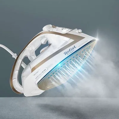 Ютия Tefal Puregliss FV8042E0 2900W, 270 g/min парен удар, Durilium AirGlide Autoclean, бяла/златиста