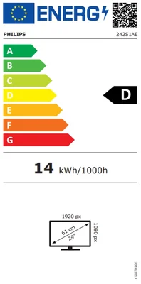 Philips 242S1AE, 23.8" IPS WLED, 1920x1080@100Hz, 4ms GtG, 300cd m/2, 1000:1, 50m:1 DCR, Adaptive Sync, FlickerFree, Low Blue Mode, 2Wx2, Tilt, Height Adjust, Pivot, Swivel, D-SUB, DVI, HDMI, DP
