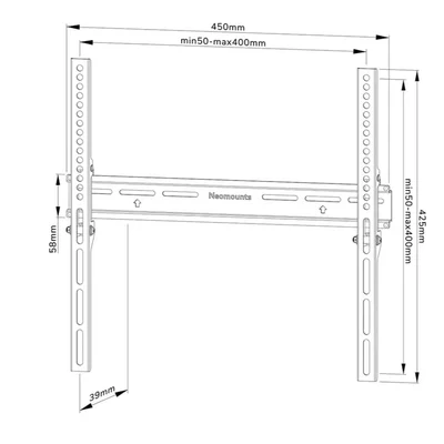 Стойка за стена Neomounts WL30-350BL14 за екрани 32"–65", фиксирана, заключваща се, VESA 400x400, до 40 кг, черна