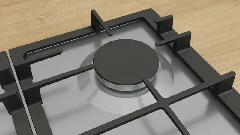 Bosch PCP6A5I90, SER6, Gas hob, 4 zones, Wok burner, 9 power levels, FlameSelect new, Easy cleaning, inox, 60cm