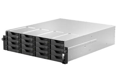 Asustor AS7216RDX, 3U 16-bay NAS, AMD Ryze 7 Pro 7745 Octa-Core 3.8GHz (up to 5.3GHz), 16GB ECC DDR5-4800 UDIMM (Max. 192GB), 12x SATA3 6Gb/s; 3.5"/2.5" HDD/SSD,1x M.2 NVMe slot (PCIe Gen5 x4), 2x GLAN 2x 10GLAN (10G/1G), Redundant 550W, Rail Kit, Black